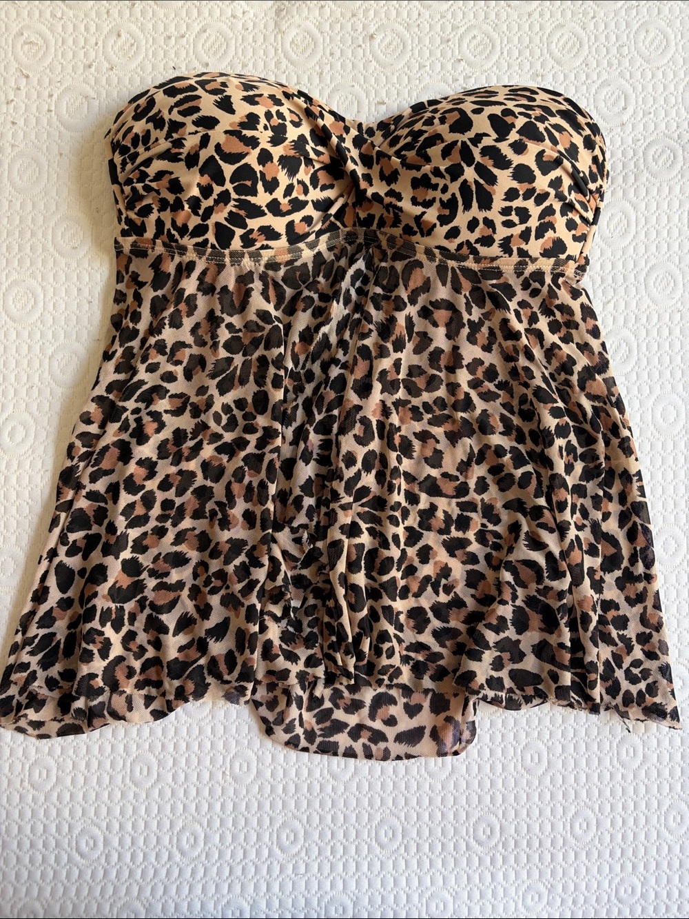Target Leopard Print Strapless Swimdress in Tan and Black
